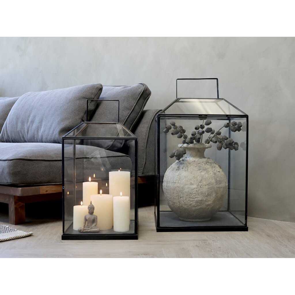 XL Laterne aus Glas und Eisen