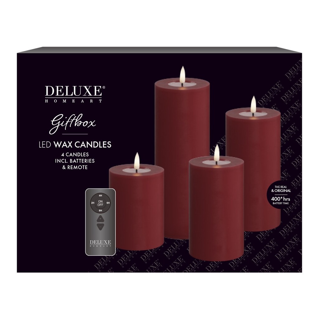 Geschenkbox LED Blockkerzen Set mit Fernbedienung