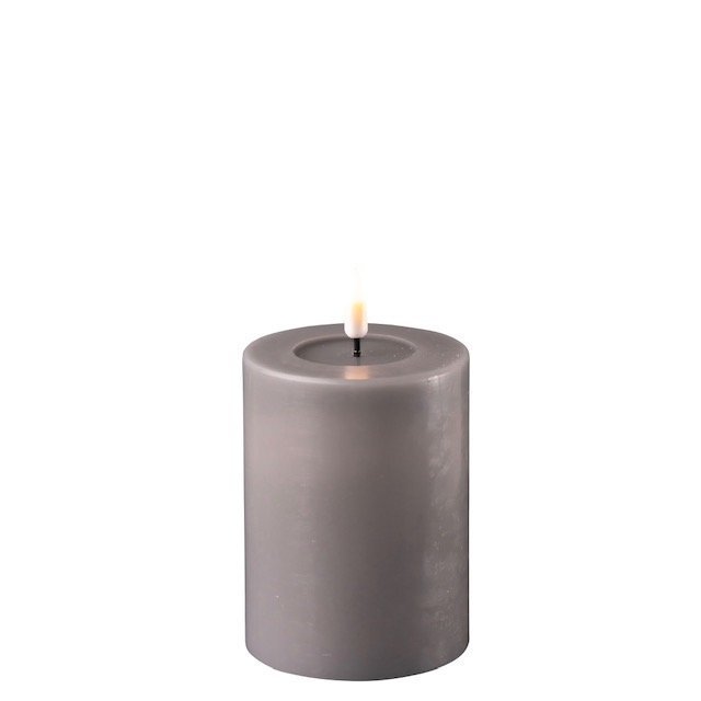 LED Stumpenkerze Real Flame grau