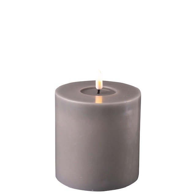 LED Stumpenkerze Real Flame grau