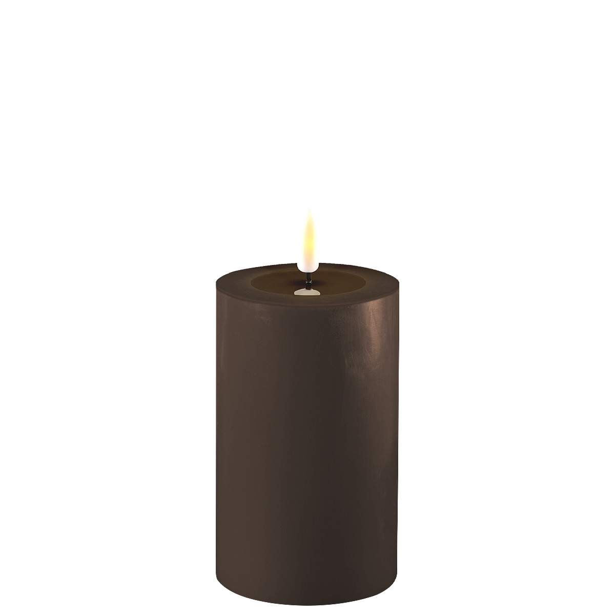 LED Stumpenkerze Real Flame mokka