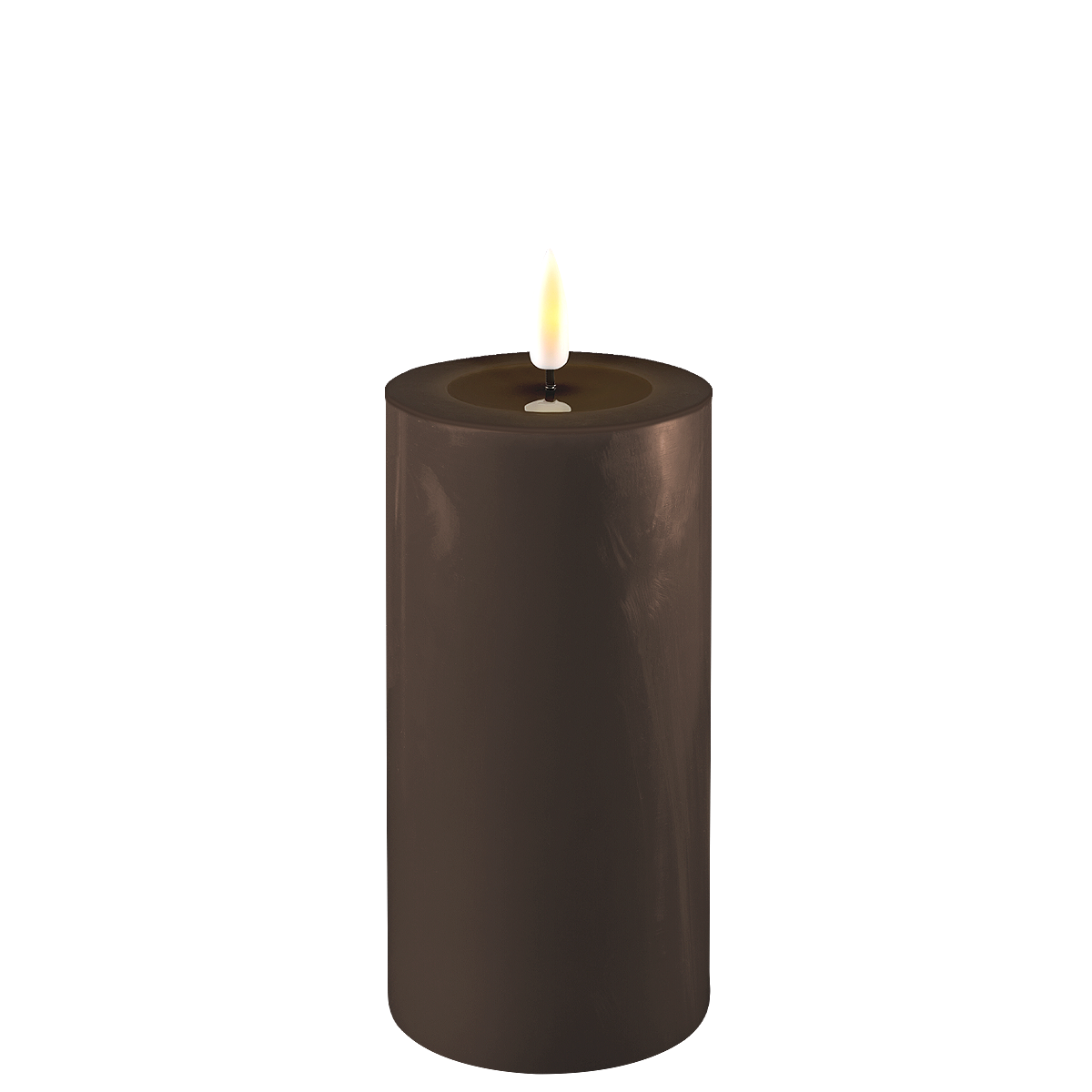 LED Stumpenkerze Real Flame mokka