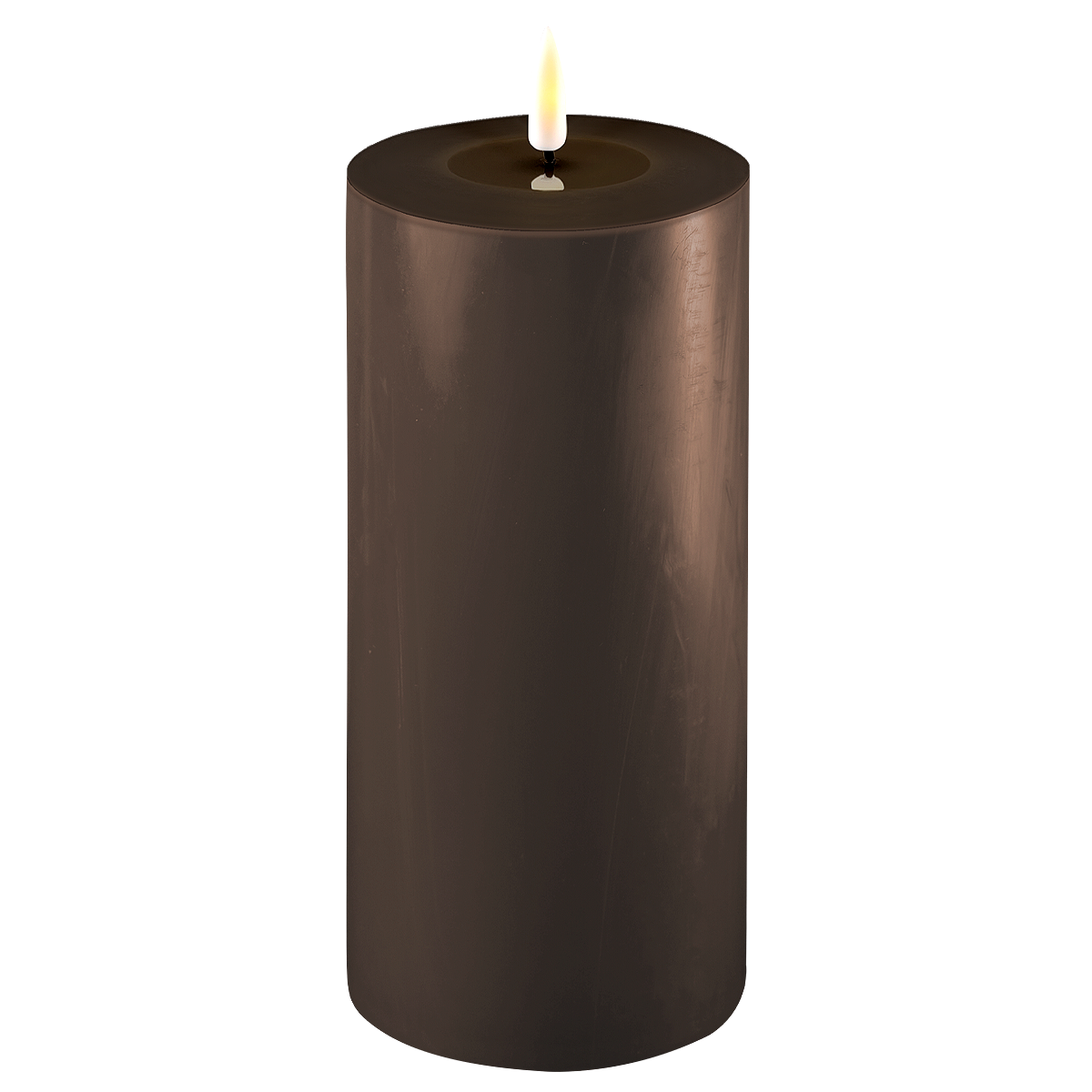 LED Stumpenkerze Real Flame mokka