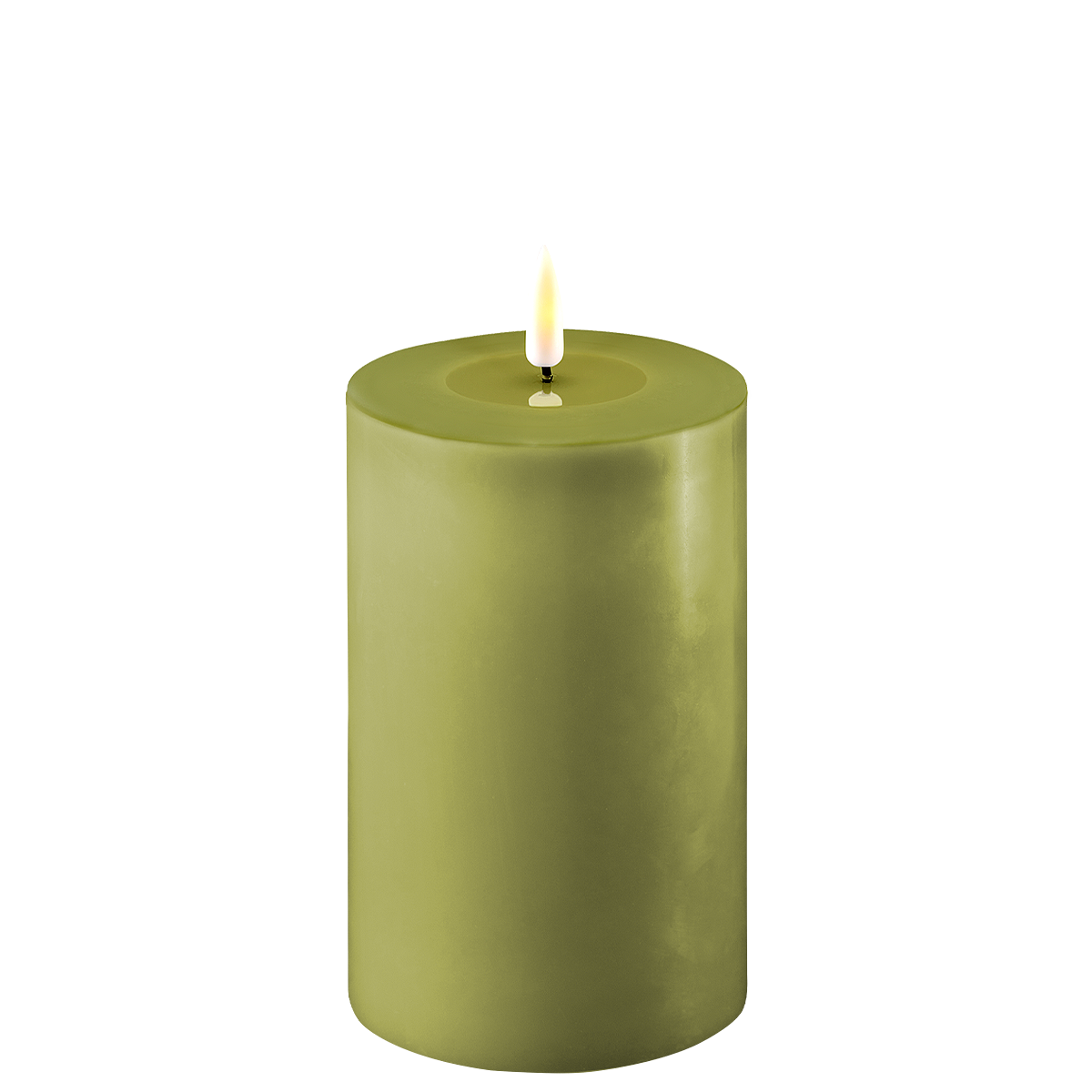 LED Stumpenkerze Real Flame olive