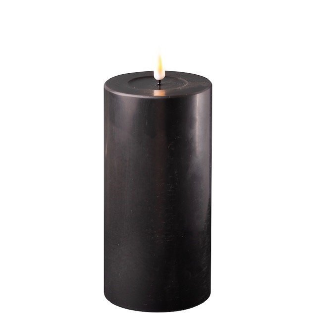 LED Stumpenkerze Real Flame schwarz