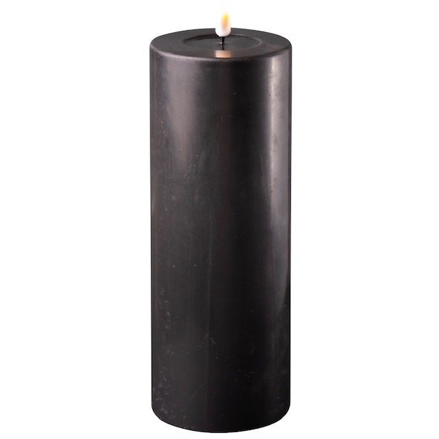 LED Stumpenkerze Real Flame schwarz