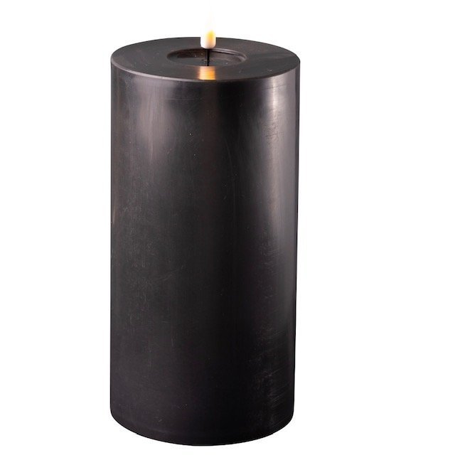 LED Stumpenkerze Real Flame schwarz
