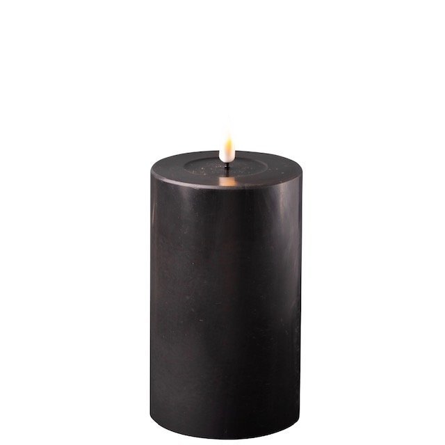 LED Stumpenkerze Real Flame schwarz