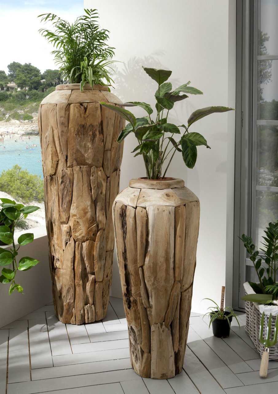 Stand-Vase Amphore recyceltes Holz