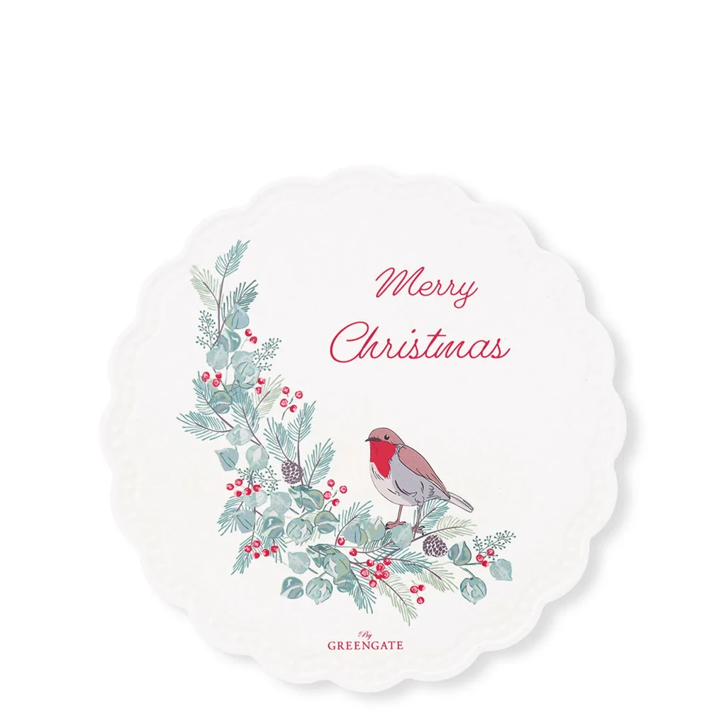 GreenGate Porzellan Untersetzer rund Leonora Merry Christmas Preview Image