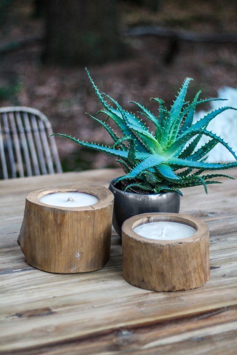 Naturholz Kerze Teak