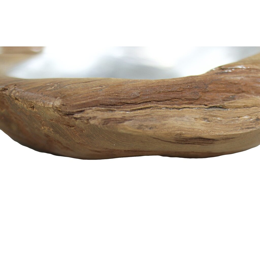 Obstschale Teakholz mit Aluminiumschale silber