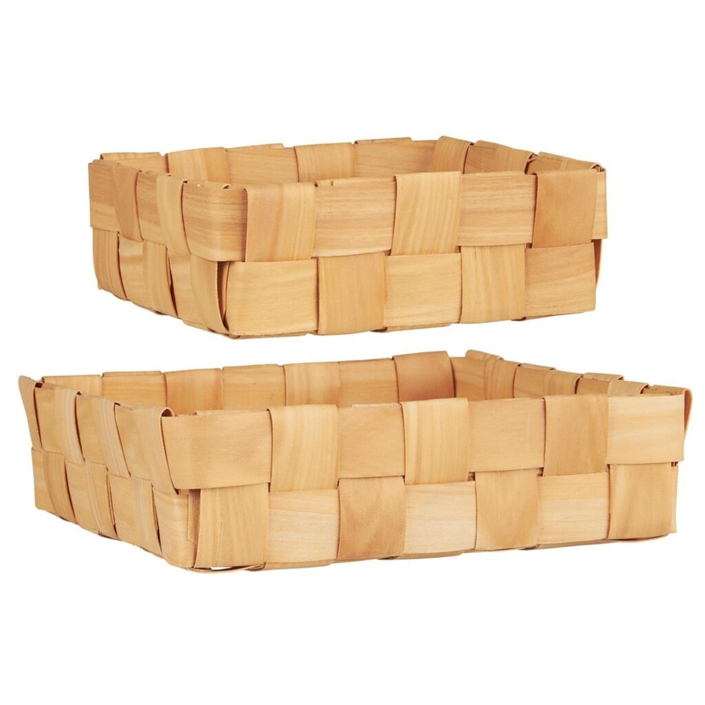 IB Laursen 2er Korbsatz quadratisch geflochtenes Spanholz Preview Image