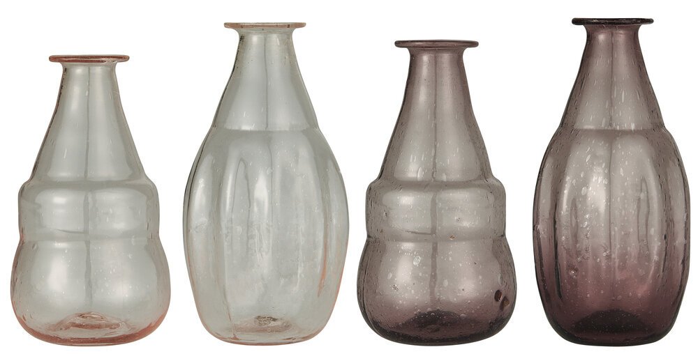 4er Set Vasen UNIKA recyceltes Glas