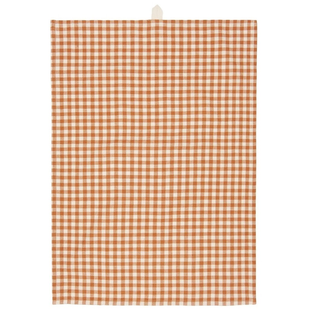Geschirrtuch mit kleinen naturfarbigen Karos