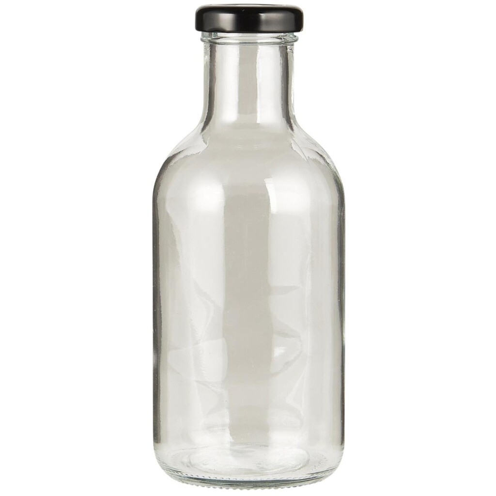 Glas-Flasche mit schwarzem Schraubdeckel