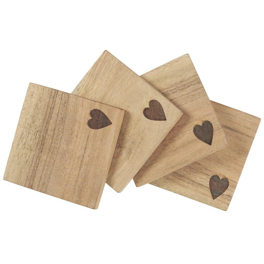 Holz Untersetzer mit Herz 4er