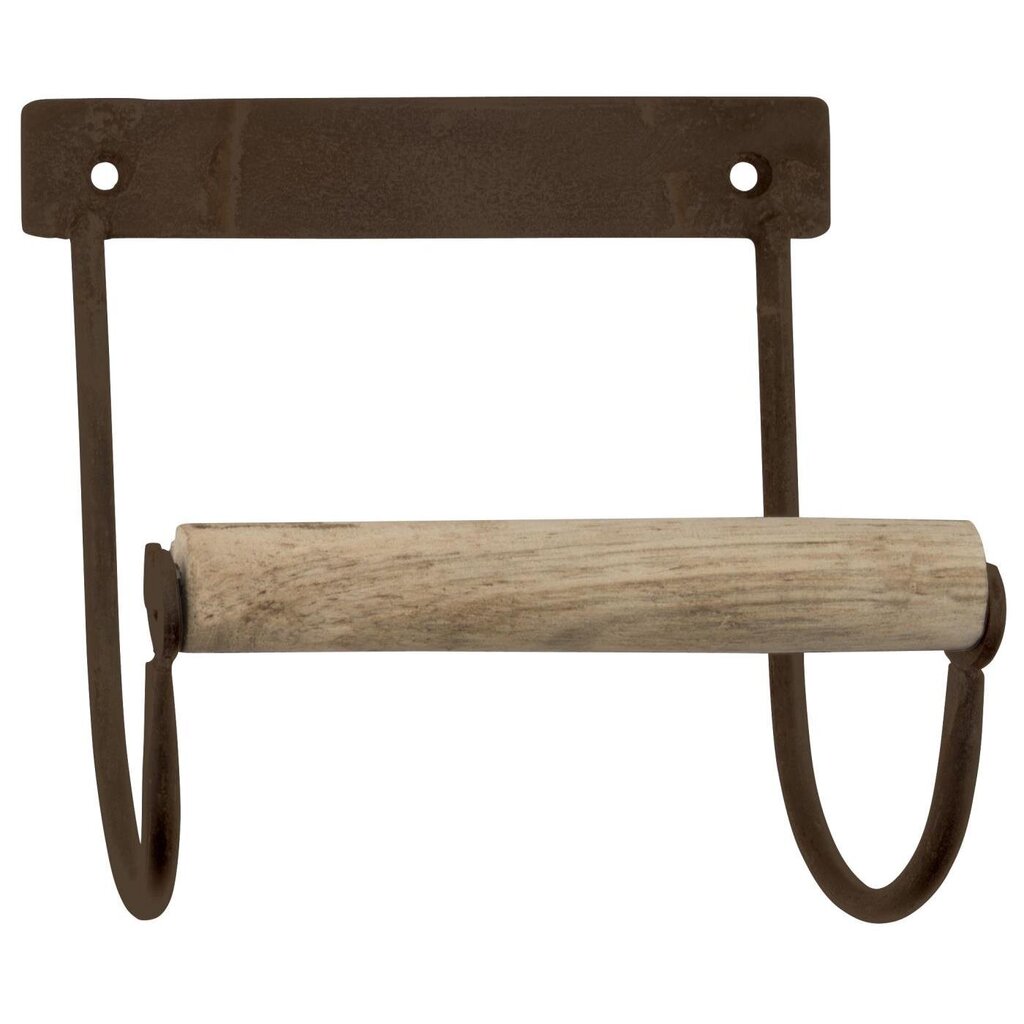 Toilettenpapierhalter aus Metall mit Holzrolle