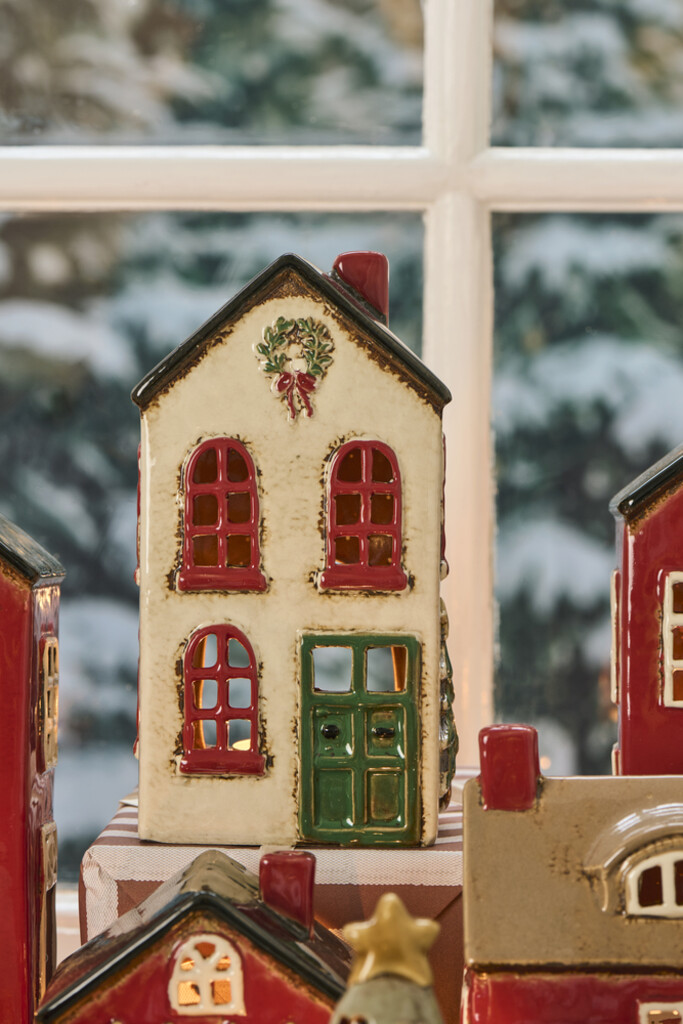 IB Laursen Keramik Häuschen Stillenat Weihnachten Kranz oben Preview Image