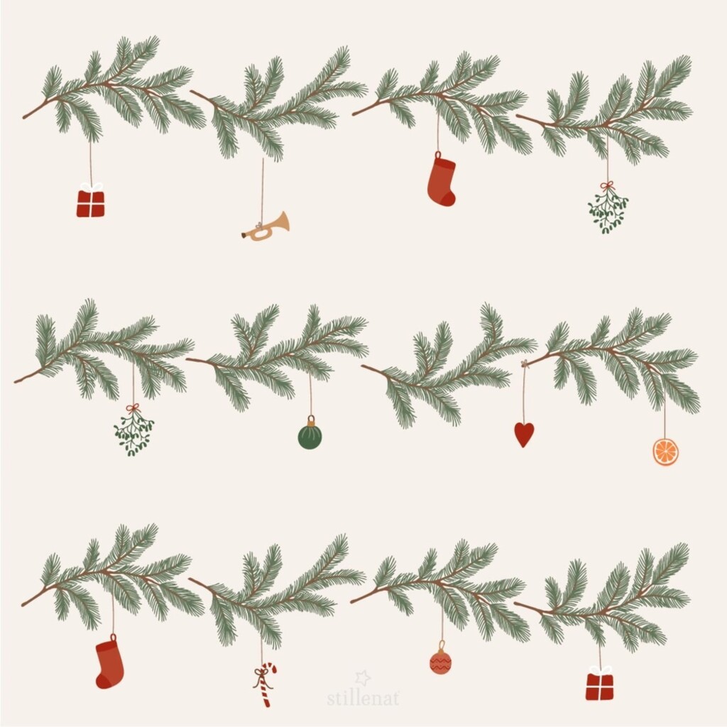 IB Laursen Papier Serviette 20x20 cm Weihnachtsgirlanden 50er Preview Image