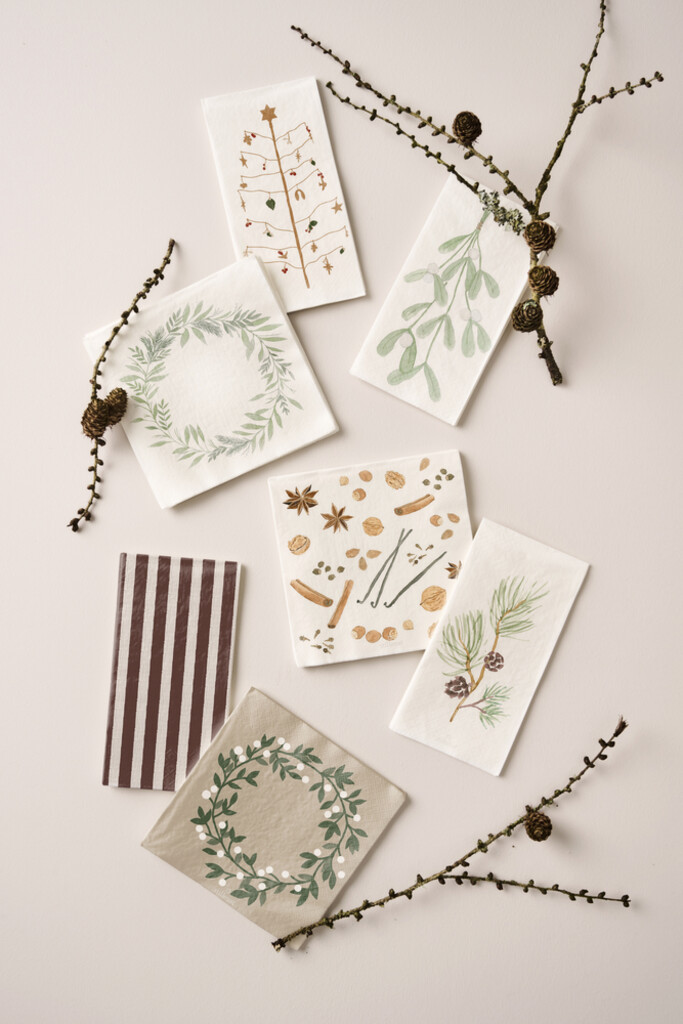 IB Laursen Papier Servietten 16,5x16,5 cm Schneebeerenkranz 20er Preview Image