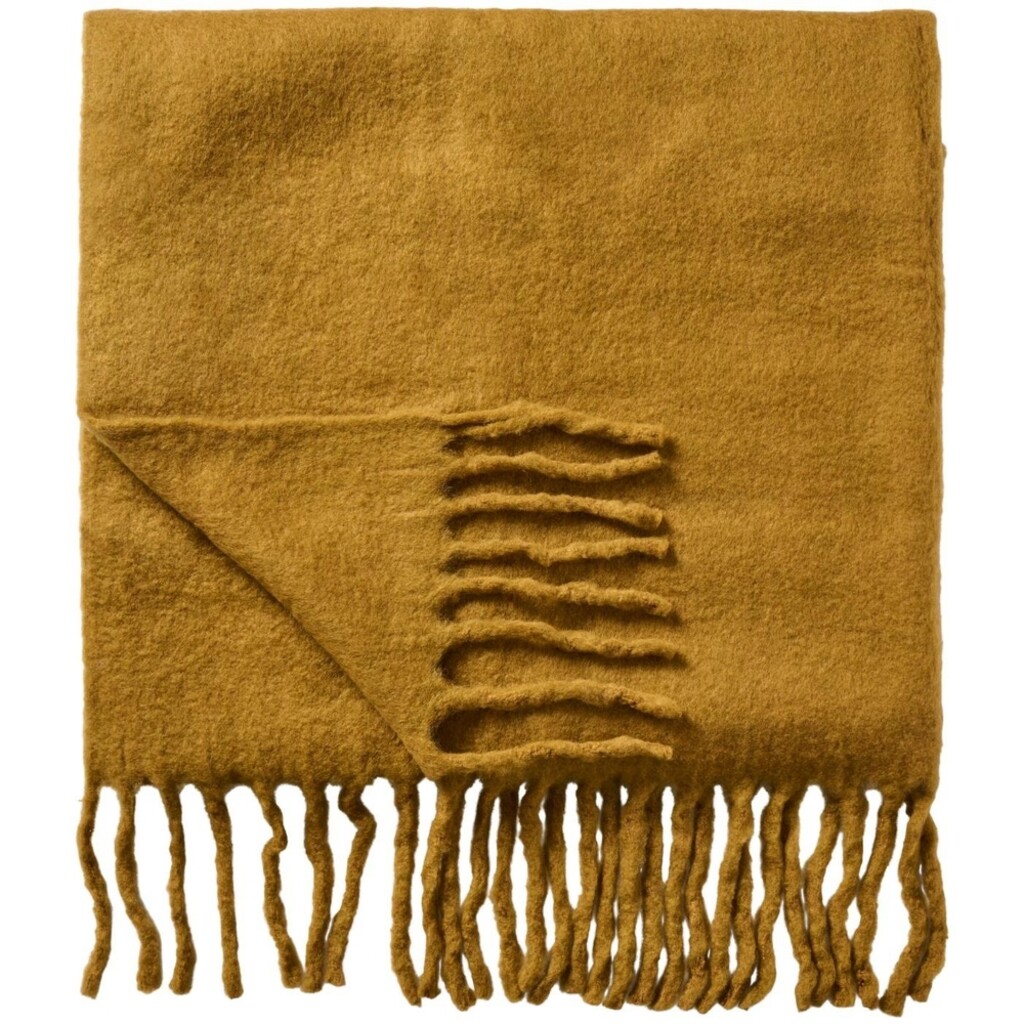 Plaid aus Wolle mit Fransen