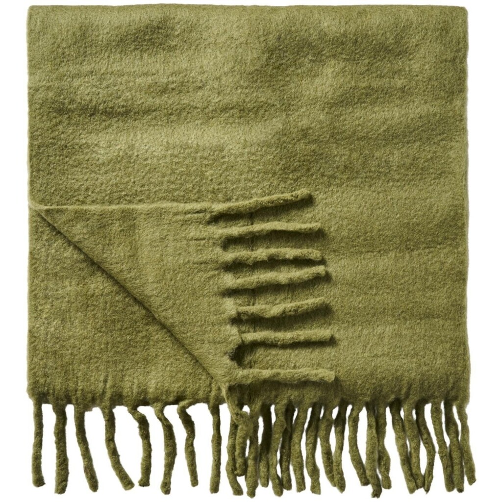 Plaid aus Wolle mit Fransen