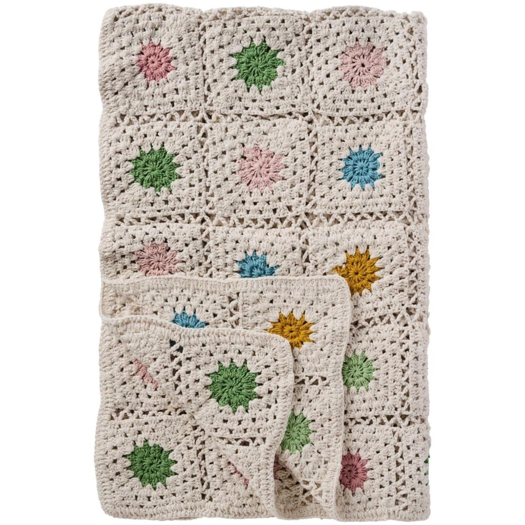 IB Laursen Häkelplaid Blumenwiese aus Baumwolle online kaufen bei SKANDEKO