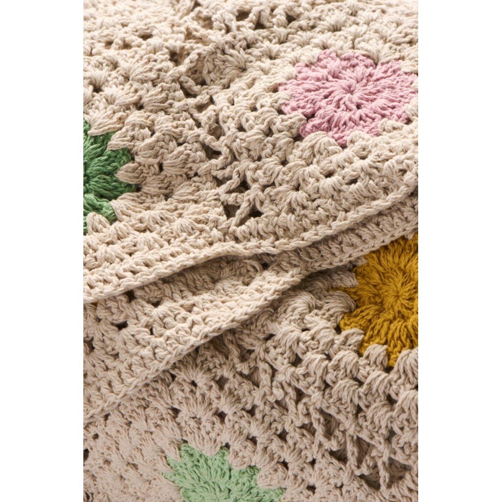 Häkelplaid Blumenwiese aus Baumwolle