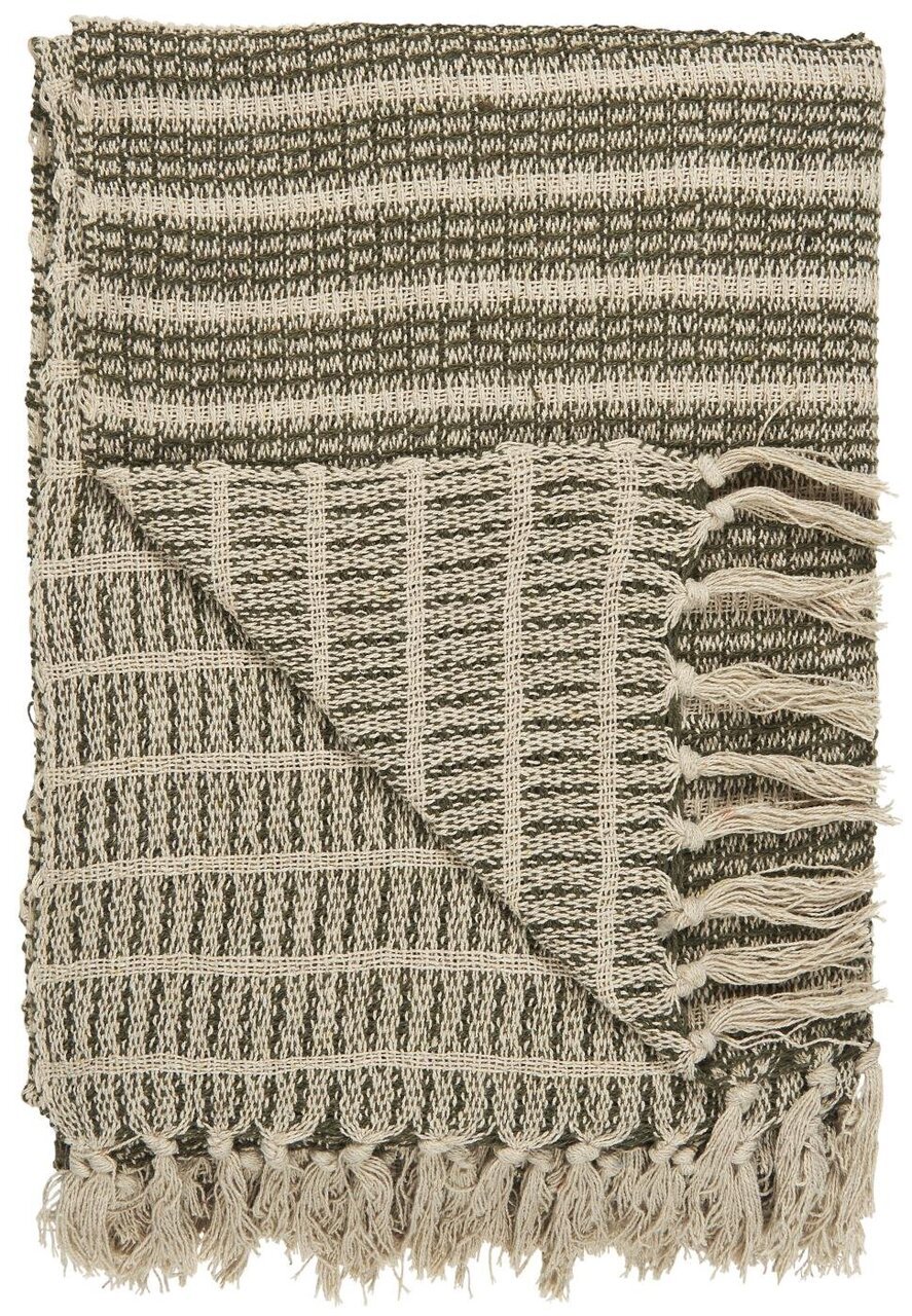 Decke mit Streifenmuster und Fransen