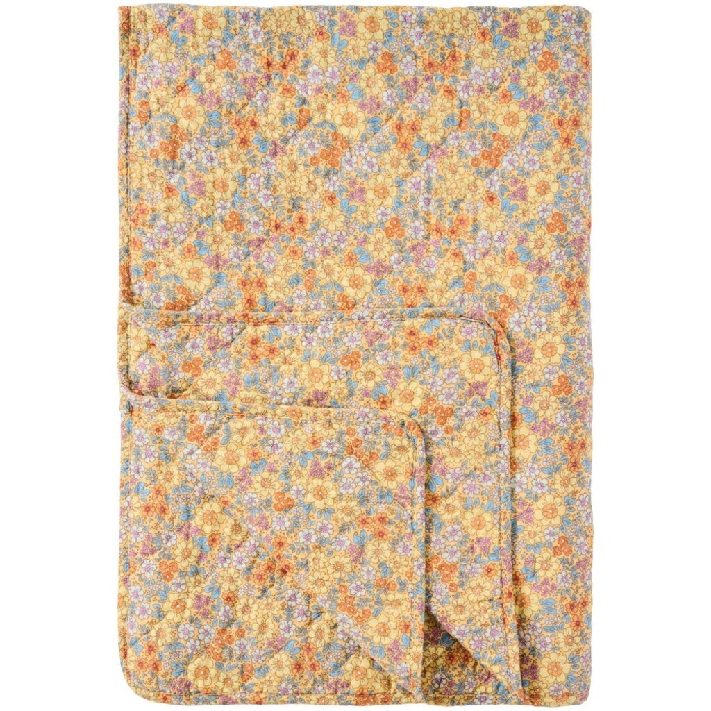 Quilt Blumenwiese Gelb – Skandinavische Baumwolldecke