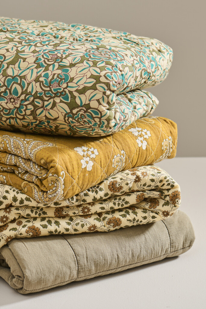 IB Laursen Quilt mustard mit Paisleymuster, gesteppte Decke Preview Image