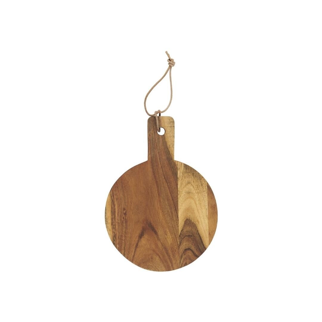Schneidebrett rund mit Griff aus geöltem Akazienholz