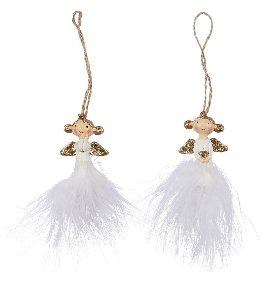 2er Set Tannenbaumschmuck Engel mit Federn