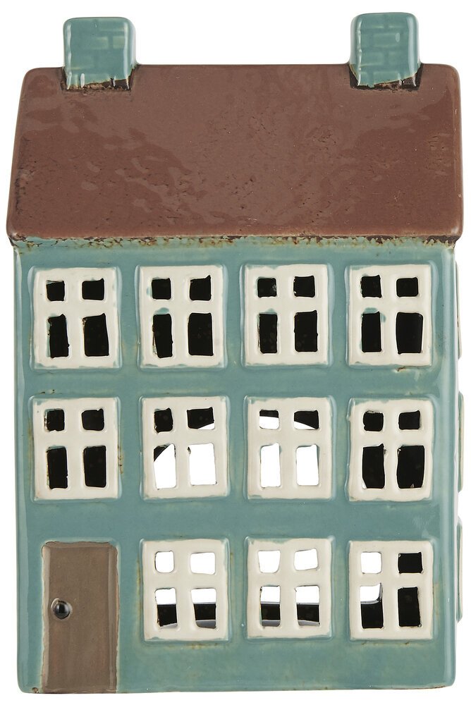 IB Laursen Teelichthalter Haus Nyhavn blau mit braunem Dach Preview Image