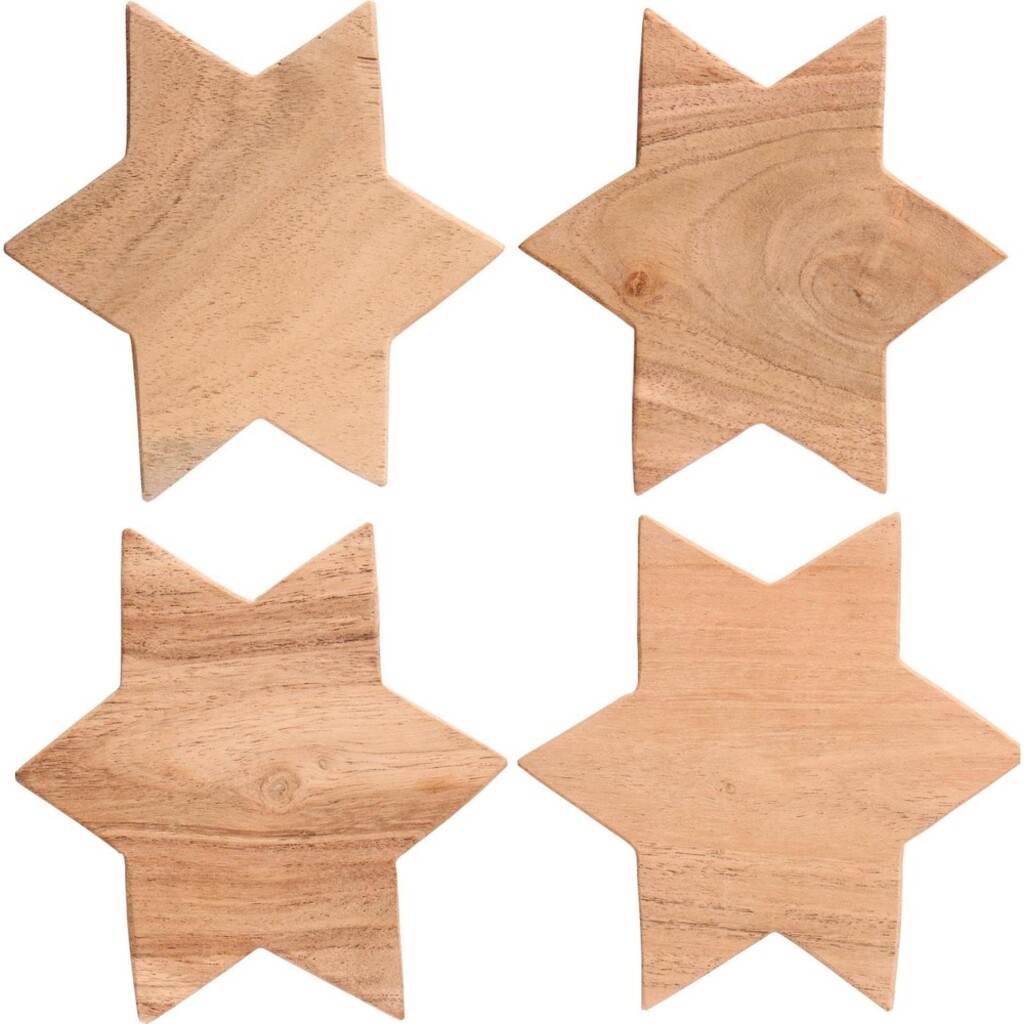 Untersetzer für Gläser sternförmig Akazienholz 4er-Set