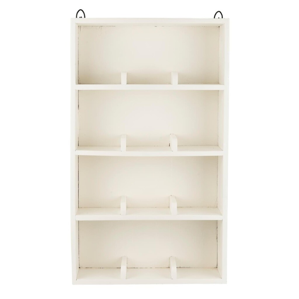 Wandregal aus Holz mit 4 Ablagen und Fachteilern UNIKA