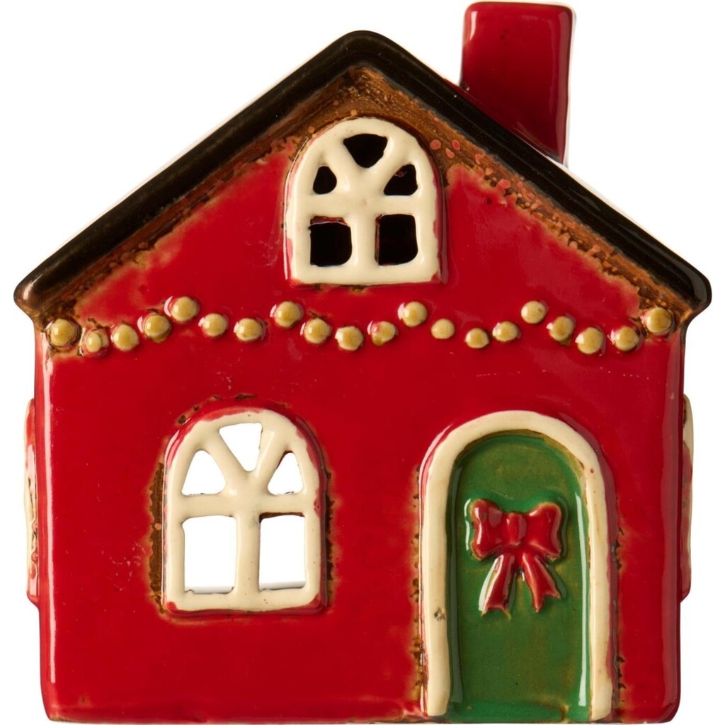 IB Laursen Weihnachtshaus für Teelicht Stillenat rote Schleife Preview Image
