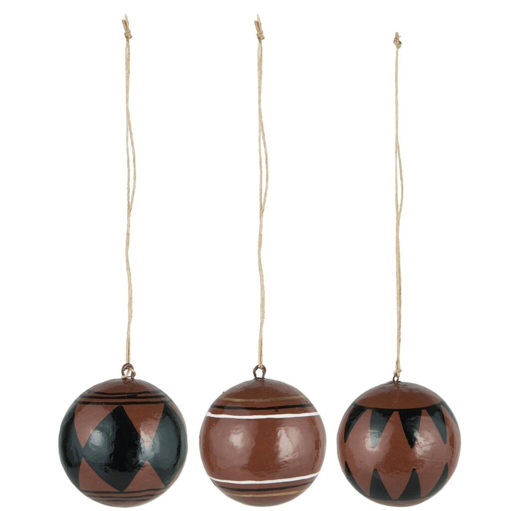Weihnachtskugel 3er-Set aus Pappmaché