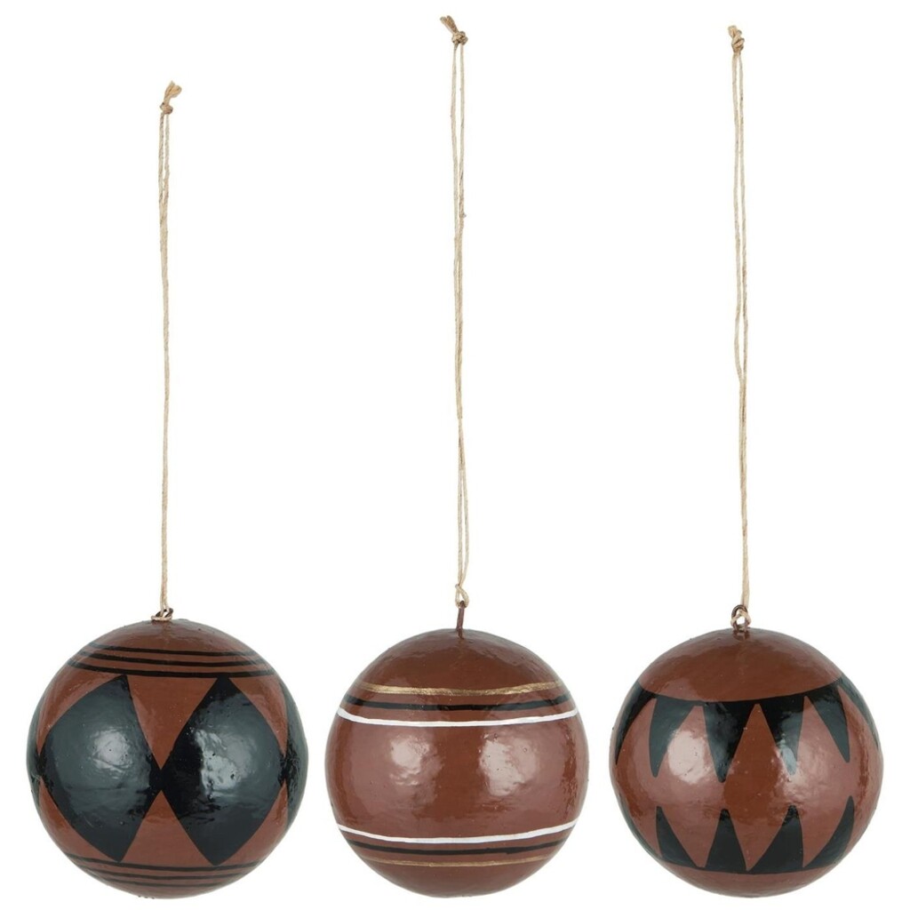 Weihnachtskugel 3er-Set aus Pappmaché
