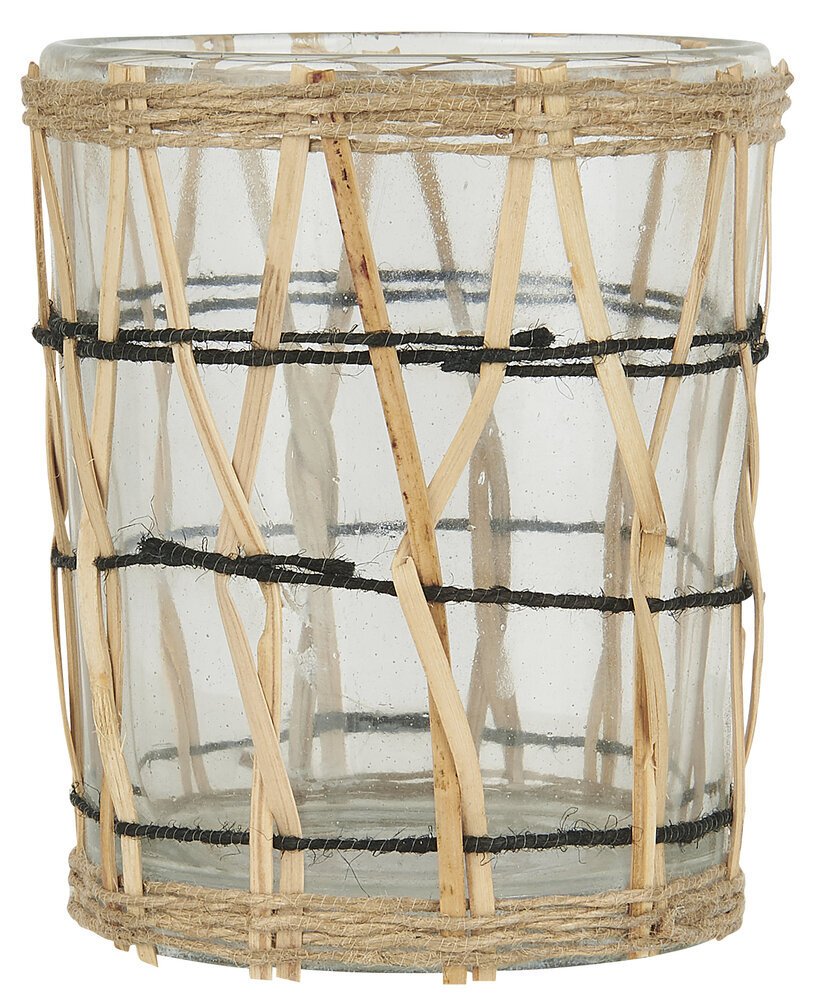 Windlicht für Teelicht Glas und Bambus