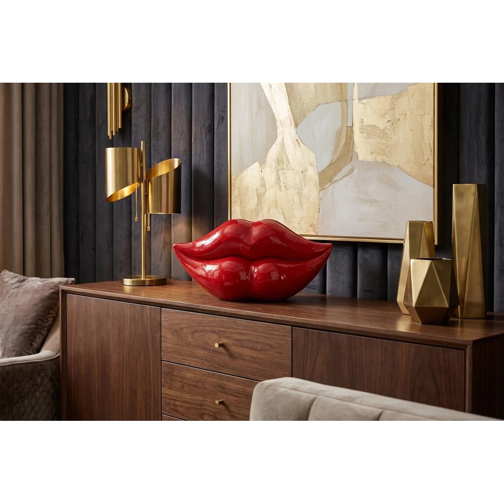 Invicta Statement-Vase Lip Rote Lippen 55 cm – Glamouröse Deko im Skandi-Stil