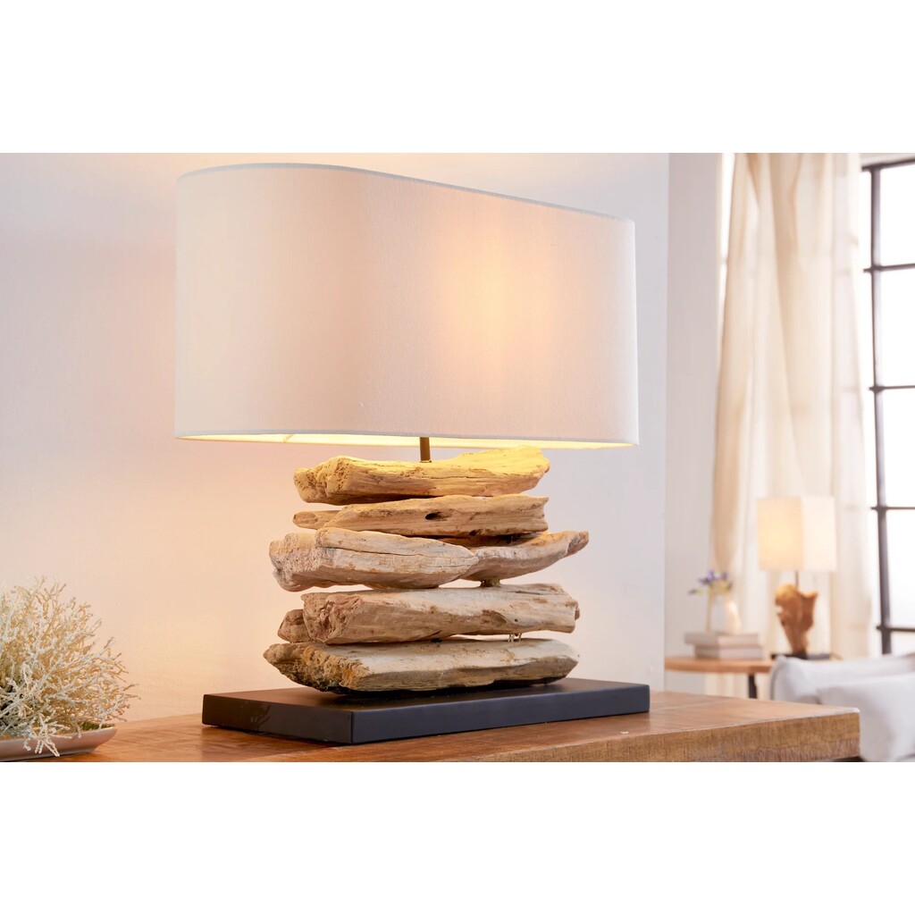 Invicta Tischlampe Riverine Treibholz und Leinenschirm Preview Image