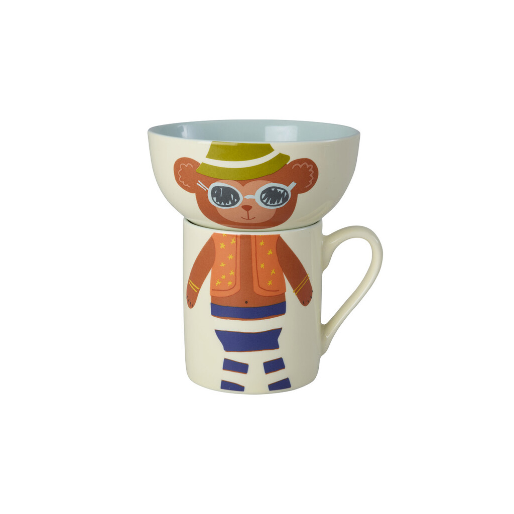 RICE Kinder Porzellan Gerschirr-Set 3-teilig, Tiermotiv