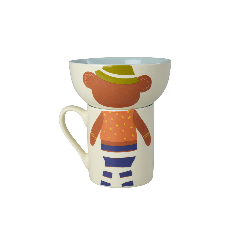 RICE Kinder Porzellan Gerschirr-Set 3-teilig, Tiermotiv