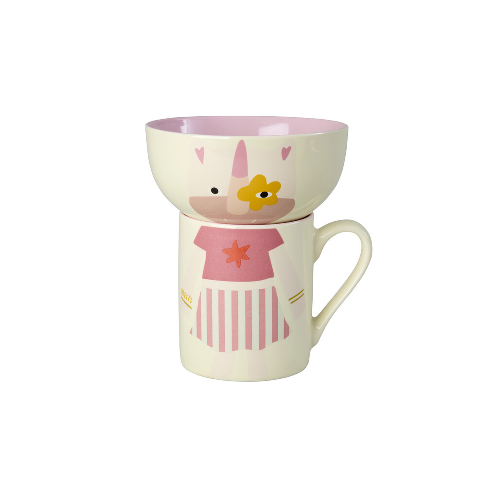 RICE Kinder Porzellan Gerschirr-Set 3-teilig, Tiermotiv