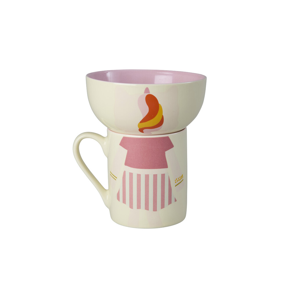 RICE Kinder Porzellan Gerschirr-Set 3-teilig, Tiermotiv
