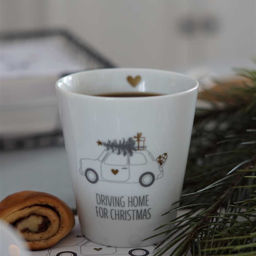 Krasilnikoff Becher Happy Mug Driving Home For Christmas White Preview Image