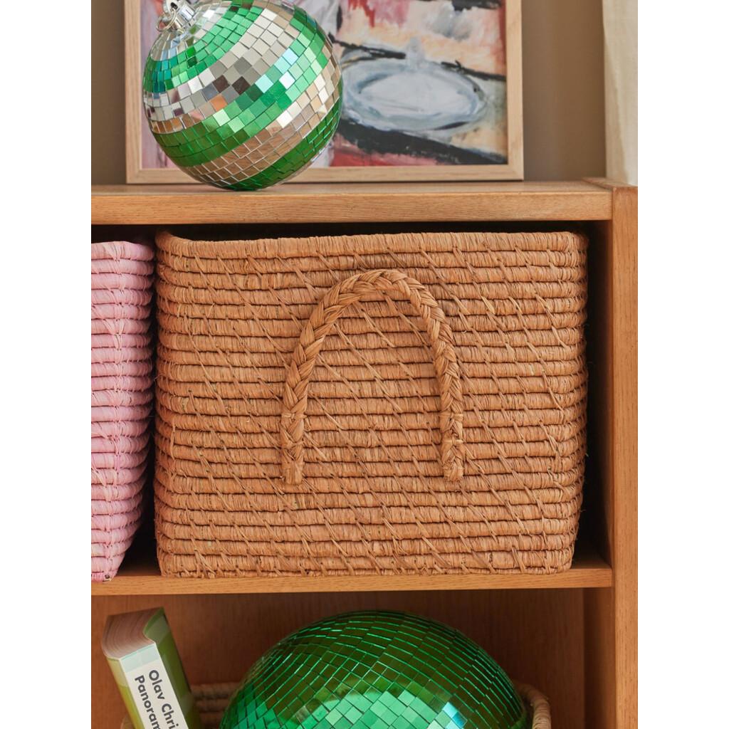 Quadratischer Raffia Aufbewahrungskorb