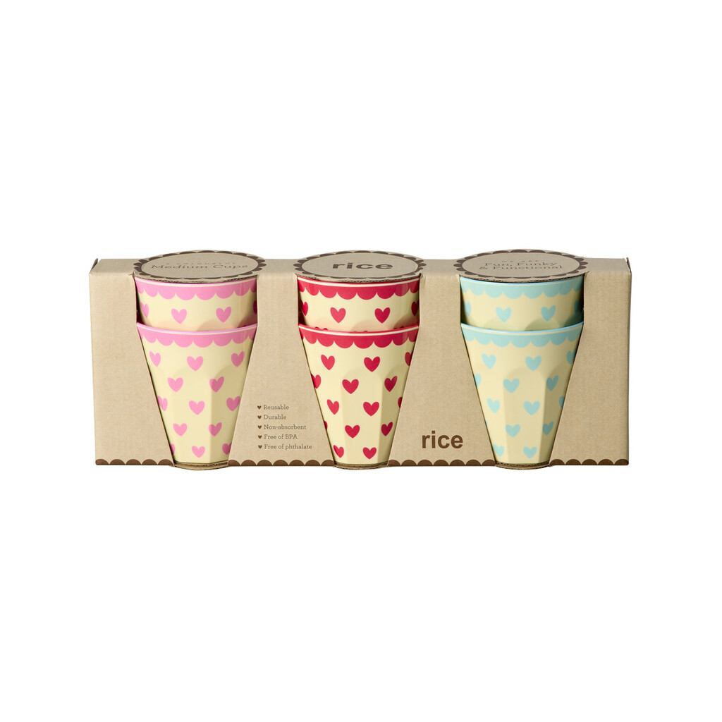 RICE Melamin Becher Favorite Hearts - Medium - 6er-Pack online kaufen bei SKANDEKO